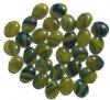 30 12x9mm Flat Oval Olive with Navy Marble